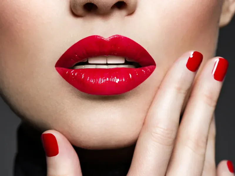 Portrait of a lady with red lipstick