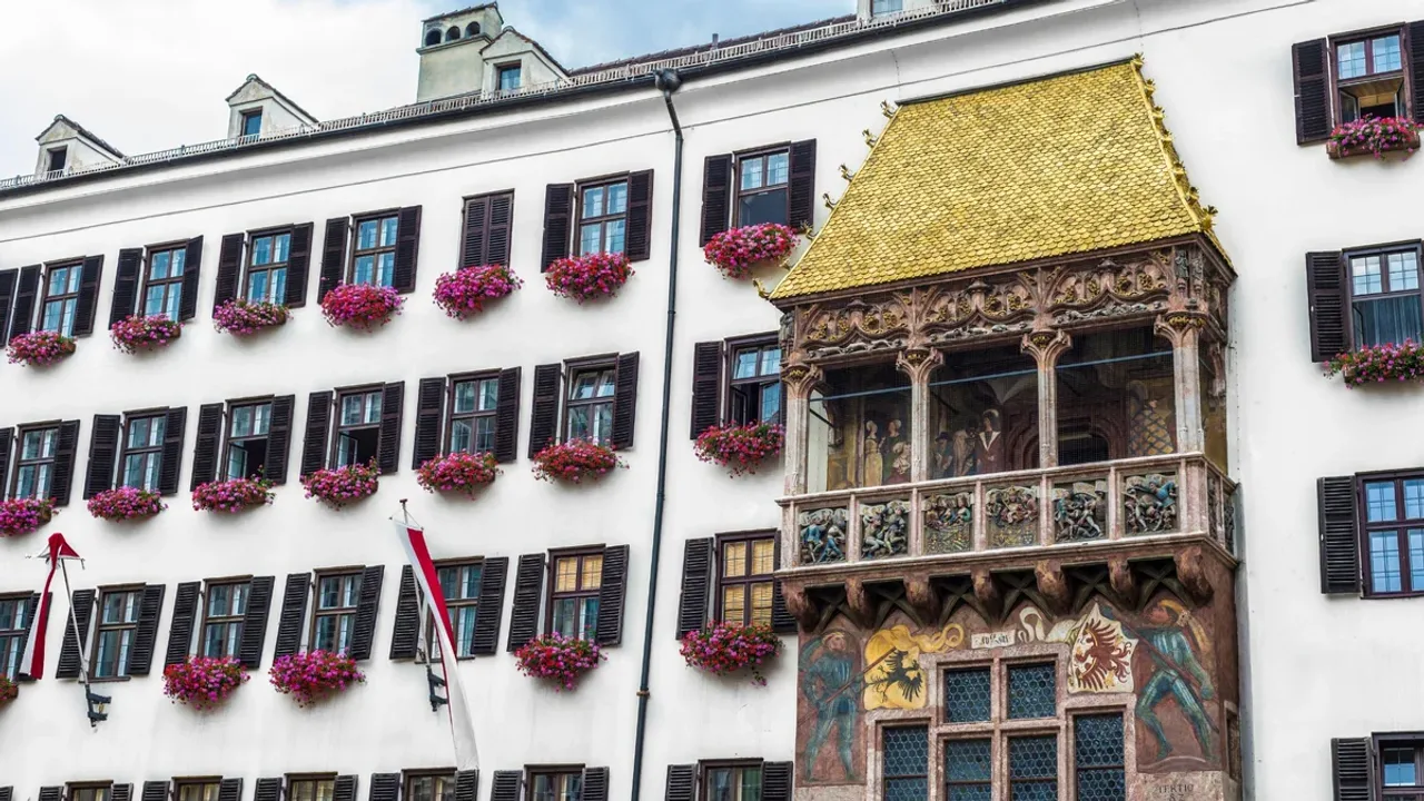 The Goldenes Dachl with its gilded shingle roof above the oriel