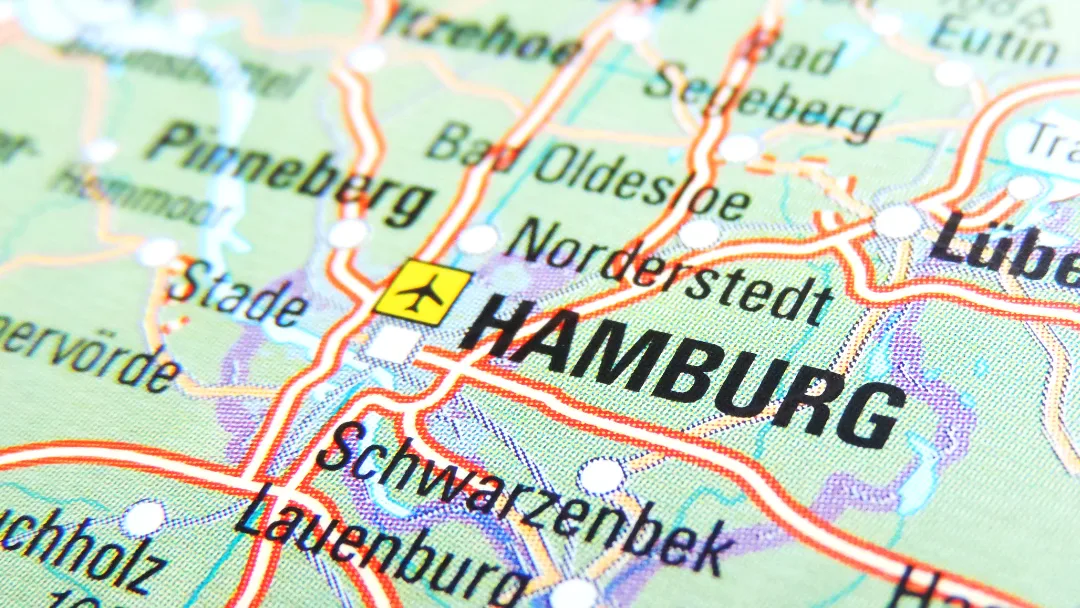 A city map of Hamburg with the Alster, the Elbe and the Elbvororte