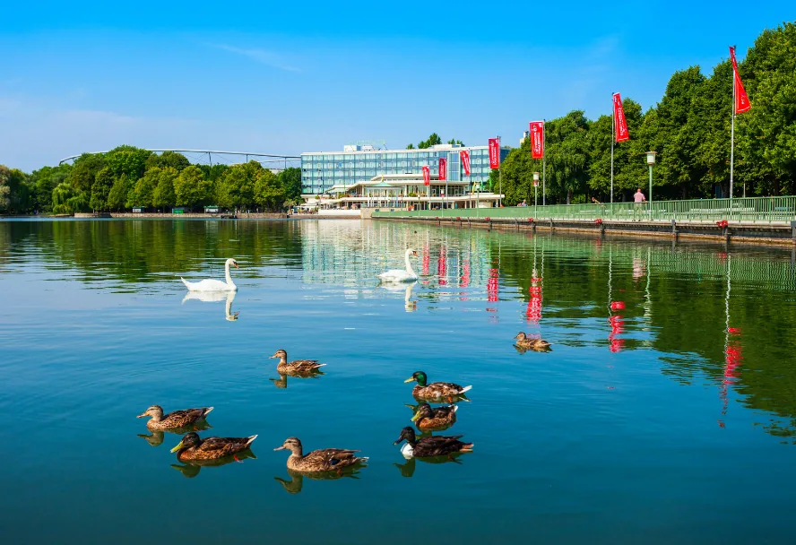 The Maschsee in Hanover with its lakeside promenade