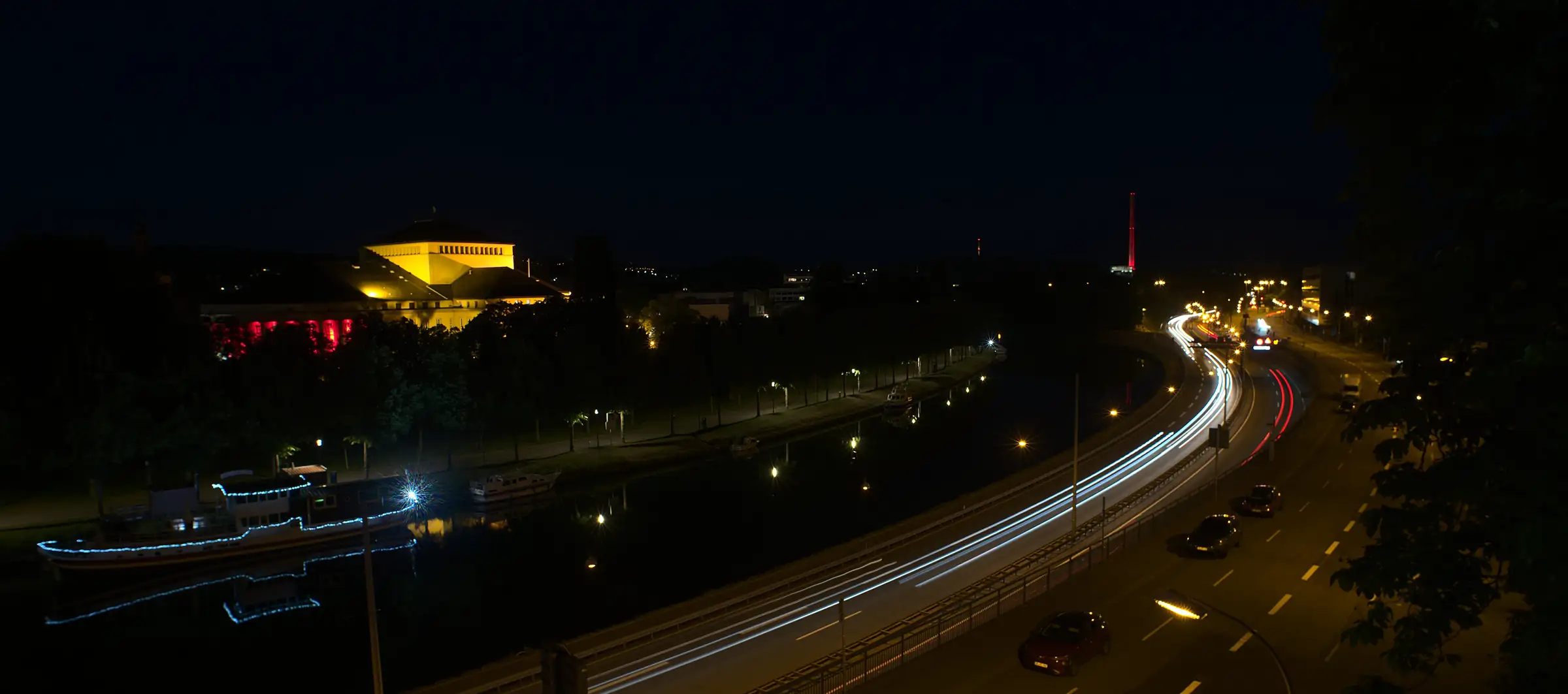Saarbrücken on the Saar at night